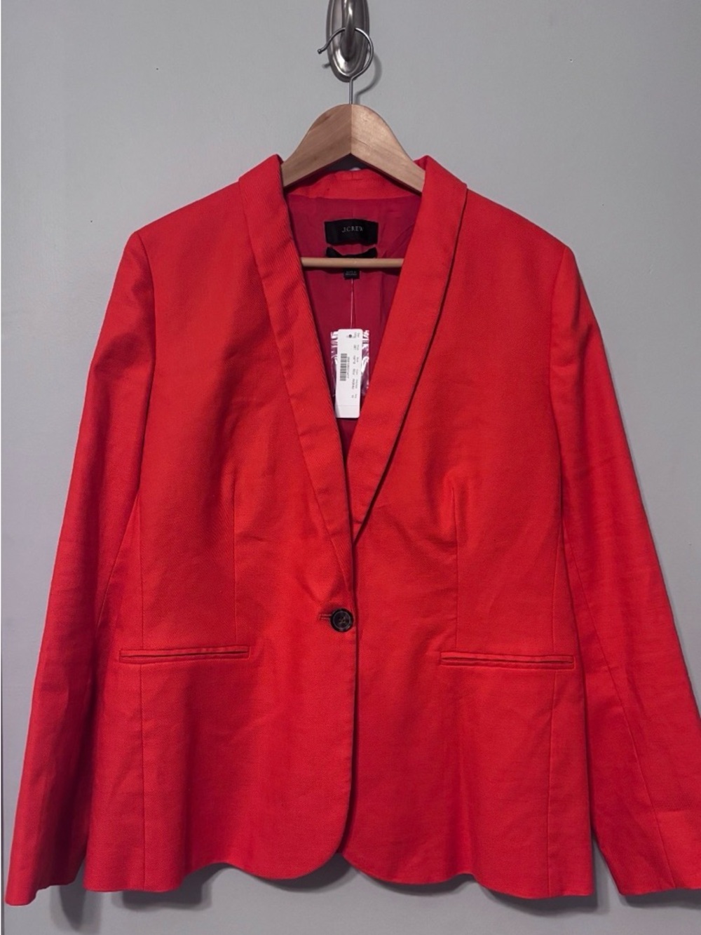 J. Crew Vibrant Red Linen Single-Button Blazer
